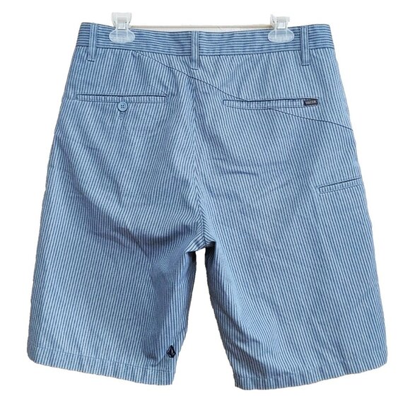 Volcom Chino Shorts Mens 32 Blue Pinstripe Corpo Class Bermuda Skater Retro Y2K - Picture 3 of 3